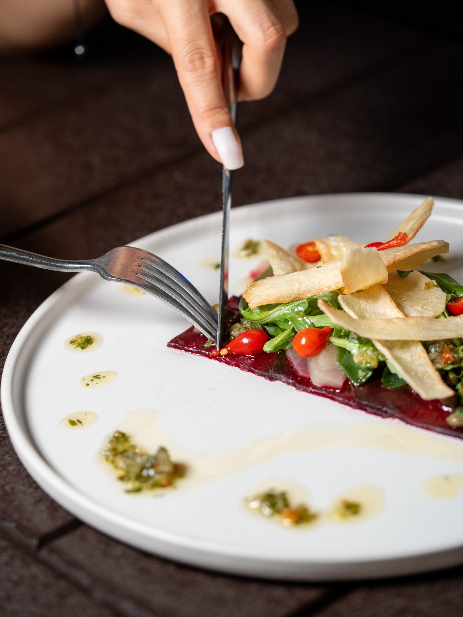 Fresh ingredients and plating at La Cocina