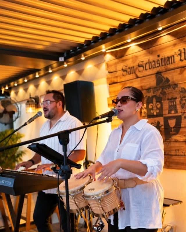 Live Latin band with congas and keyboard at La Cocina at The Cellar Upstairs