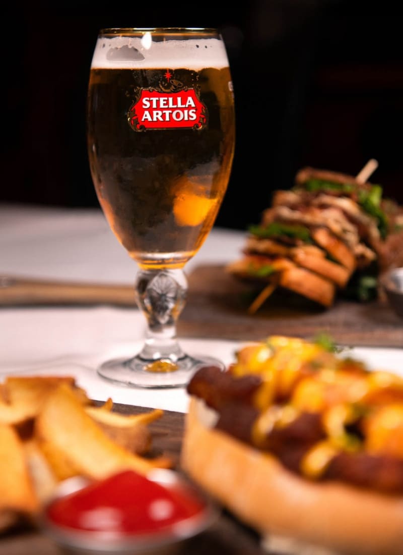Stella Artois draft beer at La Cocina at The Cellar Upstairs