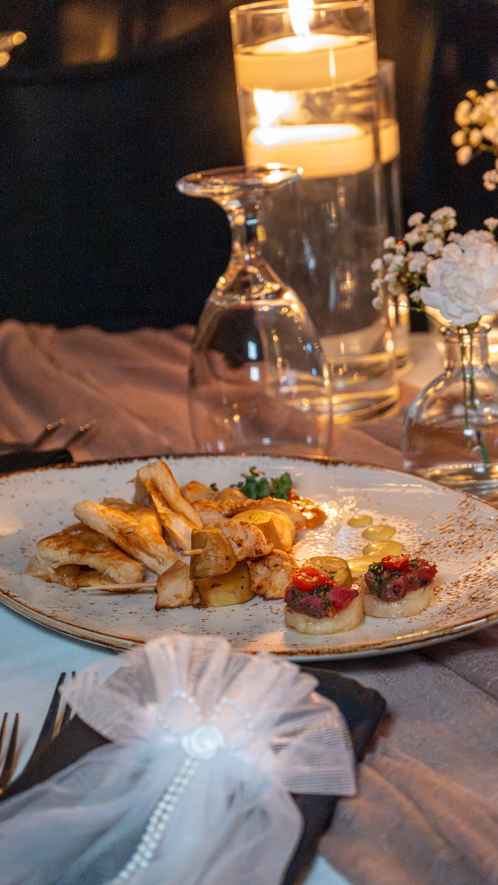 Event tables set for a celebration at La Cocina at The Cellar Upstairs